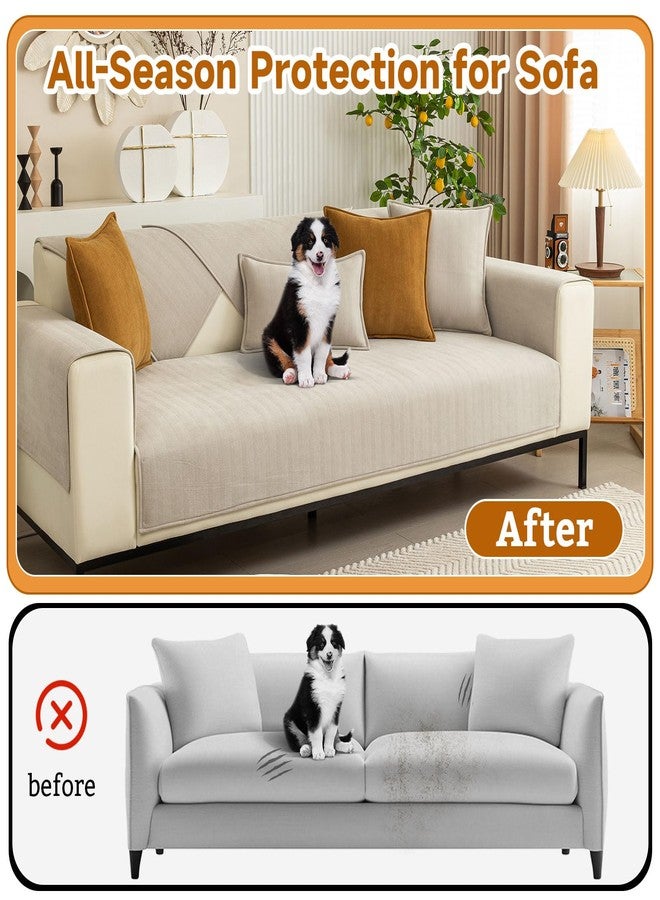 OTOB Chenille Couch Cover for Dogs Washable Non-Slip Sofa Protectors, Pet & Kid-Friendly Dog Couch Seat Covers, Furniture Protector Fits All Sofas Styles, All Seasons(Milky Tea, 28"*70") - Image 3